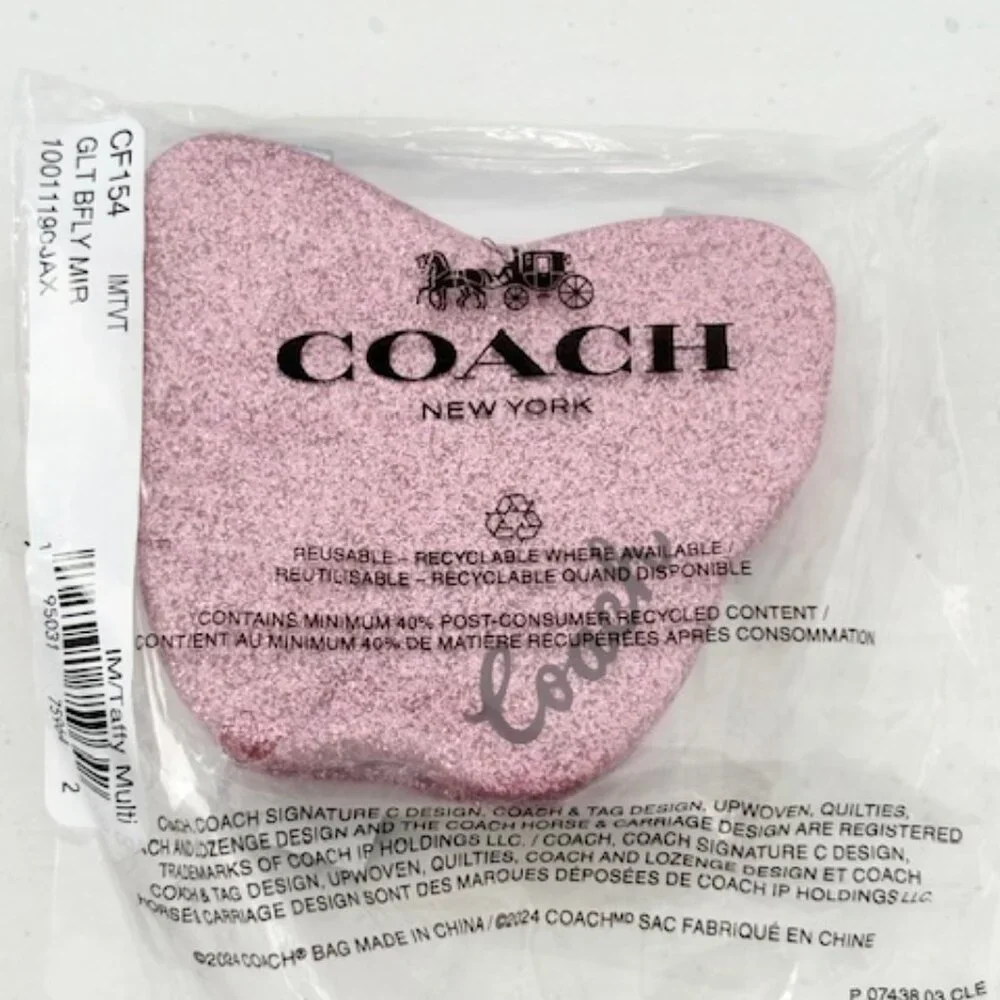 Coach Glitter Butterfly Compact Mirror NWT